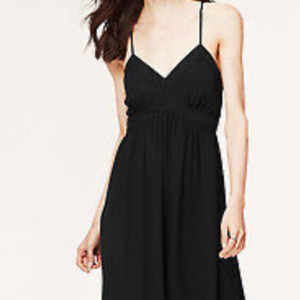 Ann Taylor Loft Women Racerback Black Casual Midi Dress Size 18